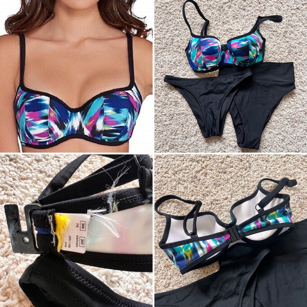 Panache Cleo 28E bra cup bikini + free bottoms